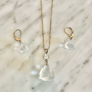 Vintage Herkimer Necklace & Dangle Earrings Set